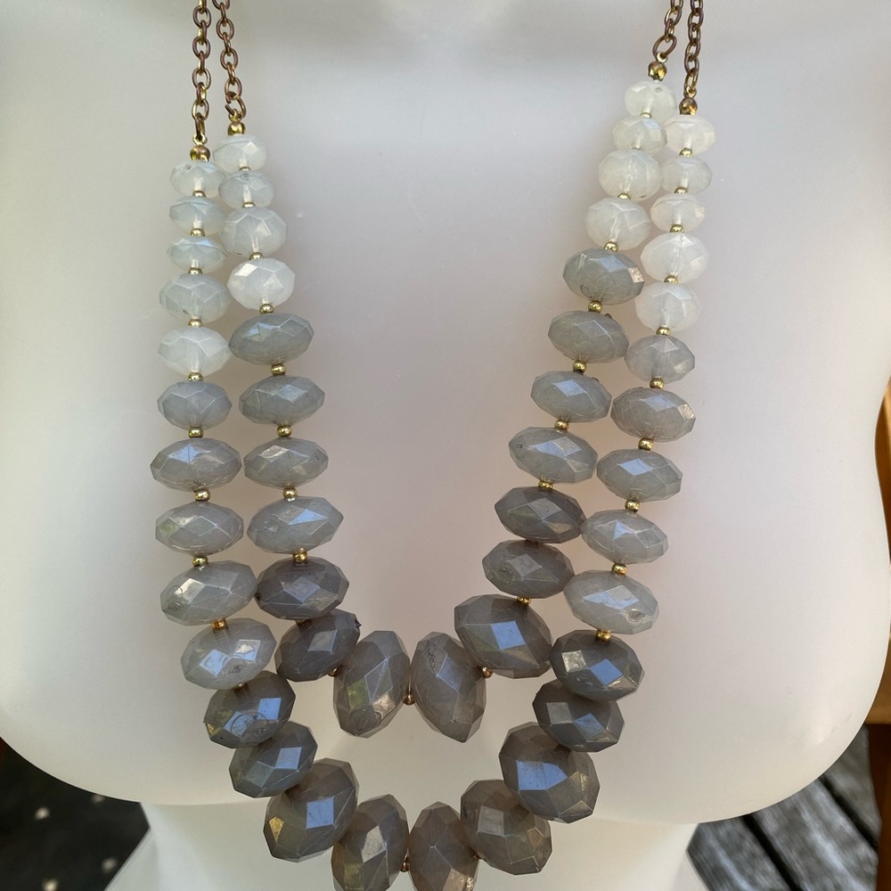 Anthropologie necklace with gray artificial stones